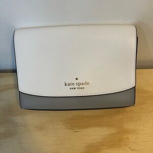 Kate Spade White, Gray, and black crossbody bag with Structured Design